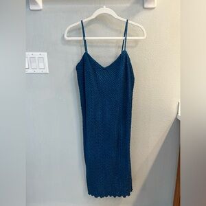 90s Popcorn Bubble Dress Spaghetti Strap Fairy Grunge blue Sara Mique